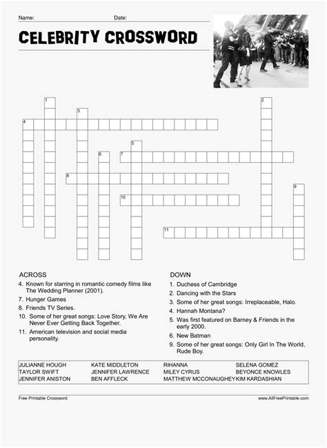 Celebrity Crossword Printable
